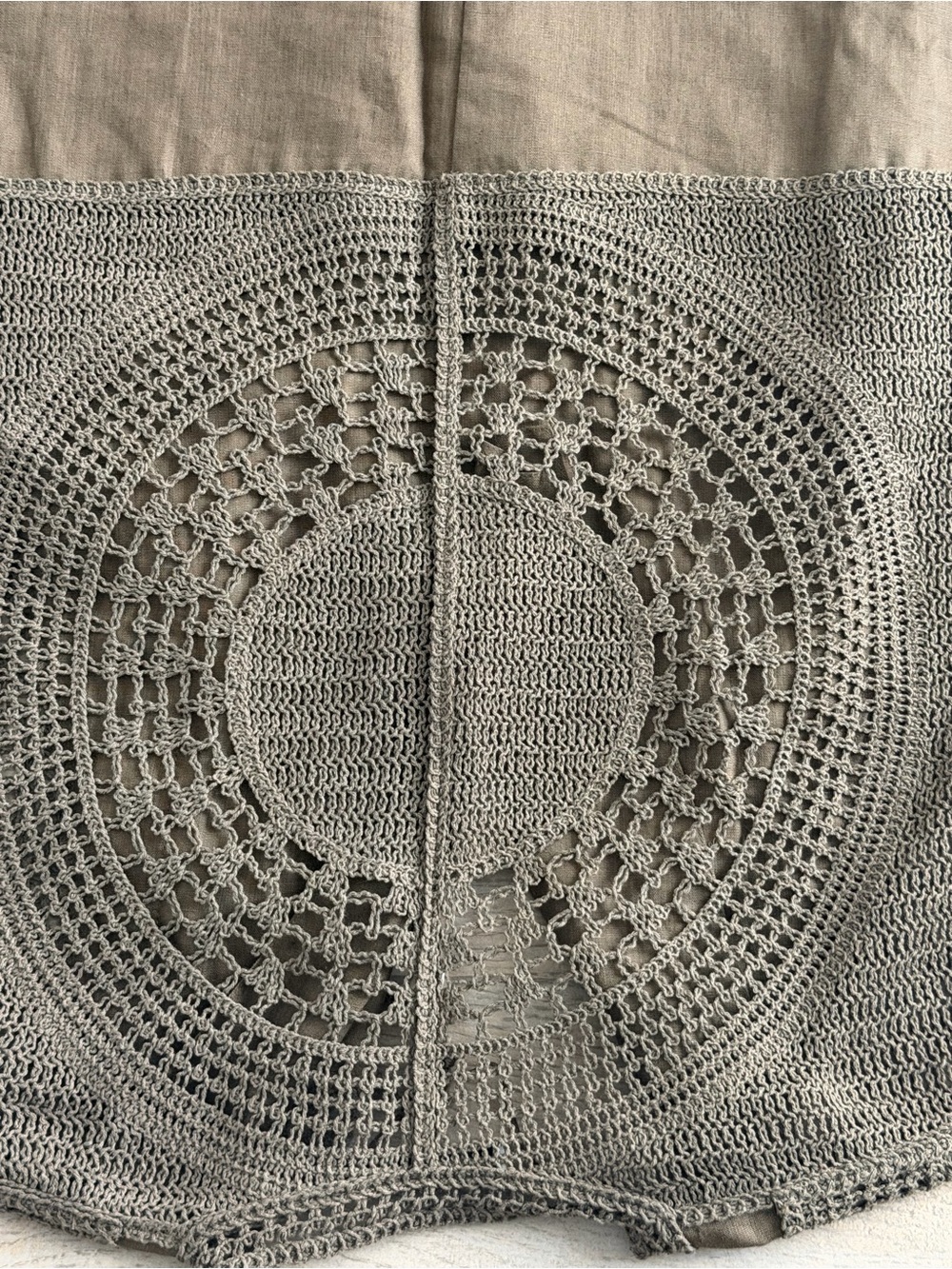 Zara Brown Crochet-Sleeve Linen Tie-Front Maxi Dress - Picture 4 of 4